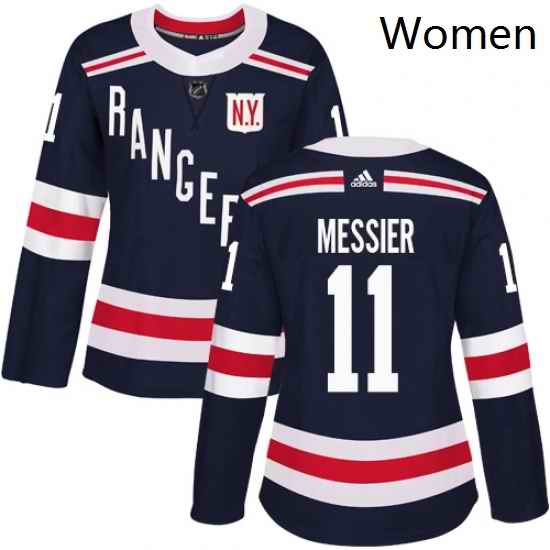Womens Adidas New York Rangers 11 Mark Messier Authentic Navy Blue 2018 Winter Classic NHL Jersey